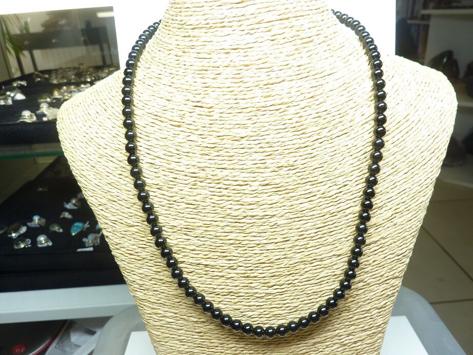 Collier extensible en tourmaline noire perles rondes 6mm