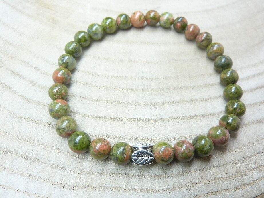 BRACELET UNAKITE EPIDOTE PERLES 6 mm
