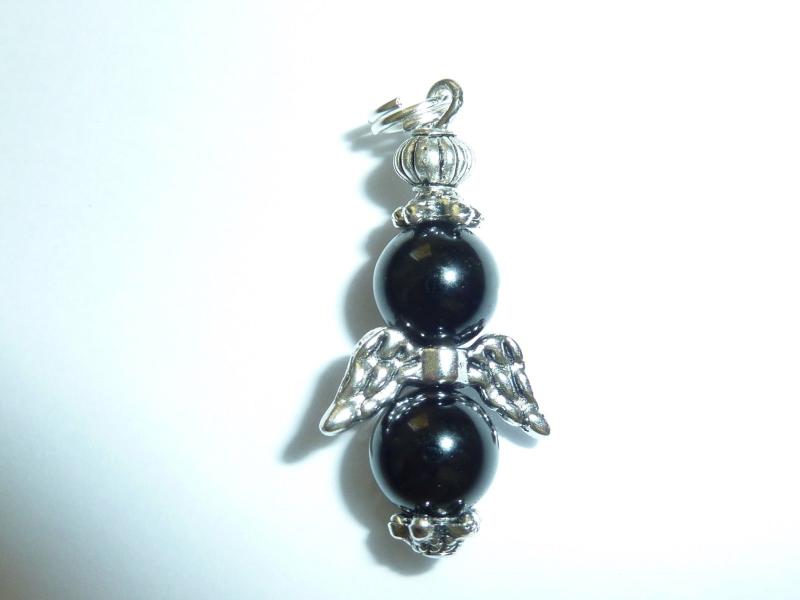 Pendentif Spinelle noir - perles rondes 8 mm