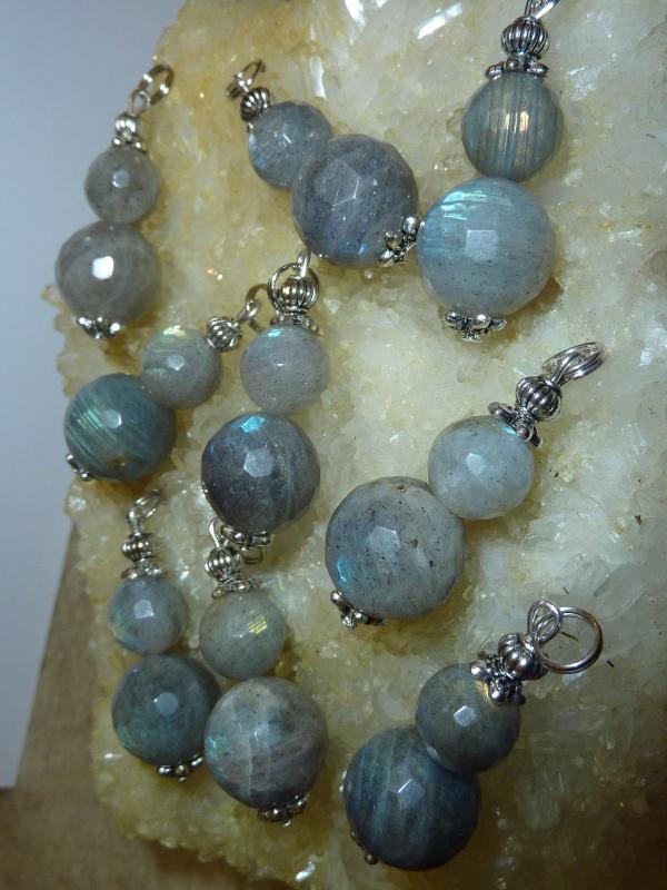 Pendentif protection labradorite perles à facettes 1,4 cm 1 cm