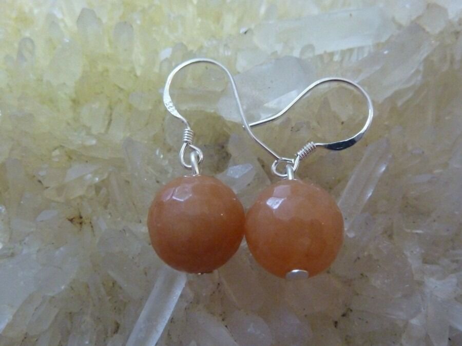 BOUCLES D'OREILLES AVENTURINE FACETEE 10MM QUARTZ