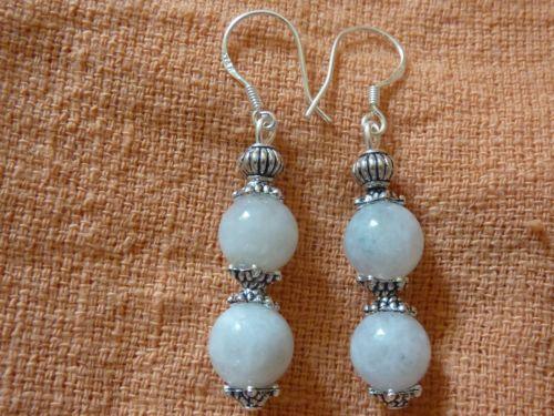 Boucles d'oreilles pierre de lune perles rondes 8mm