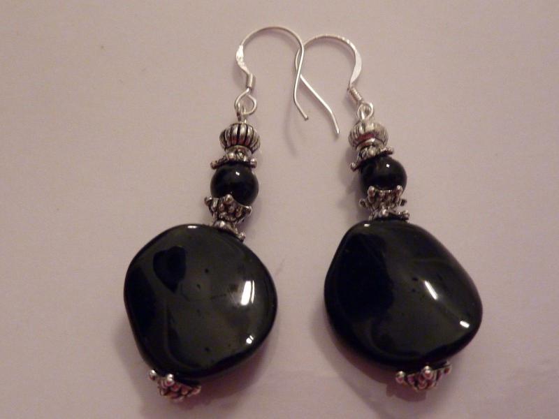 Boucles d'oreilles en tourmaline noire