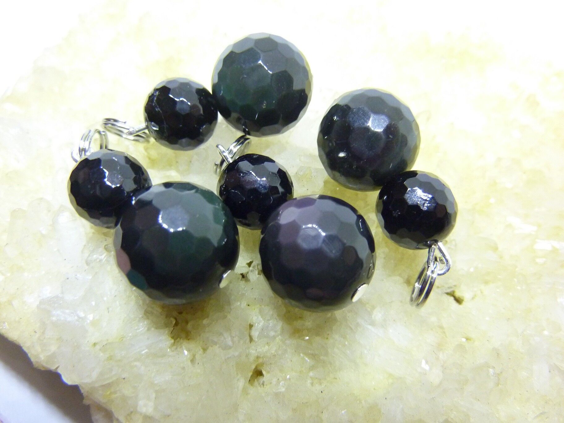 Pendentif obsidienne oeil céleste-spinelle noir méga protection