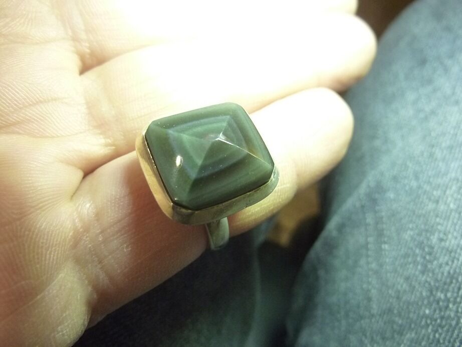 Bague protection obsidienne oeil celeste argent 925 taille ajustable ref 3631