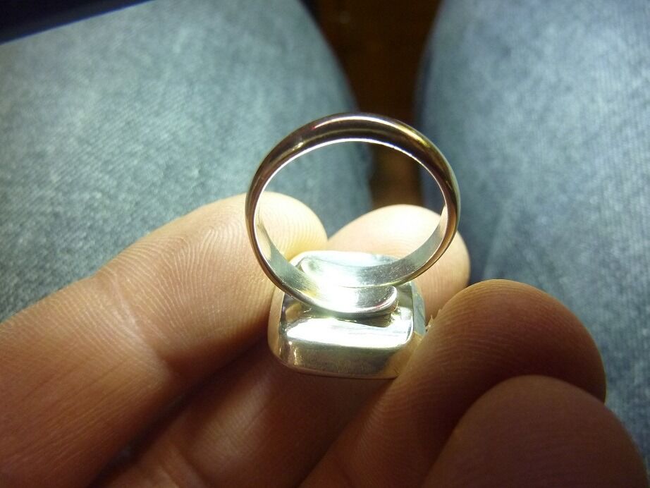 Bague protection obsidienne oeil celeste argent 925 taille ajustable ref 3631