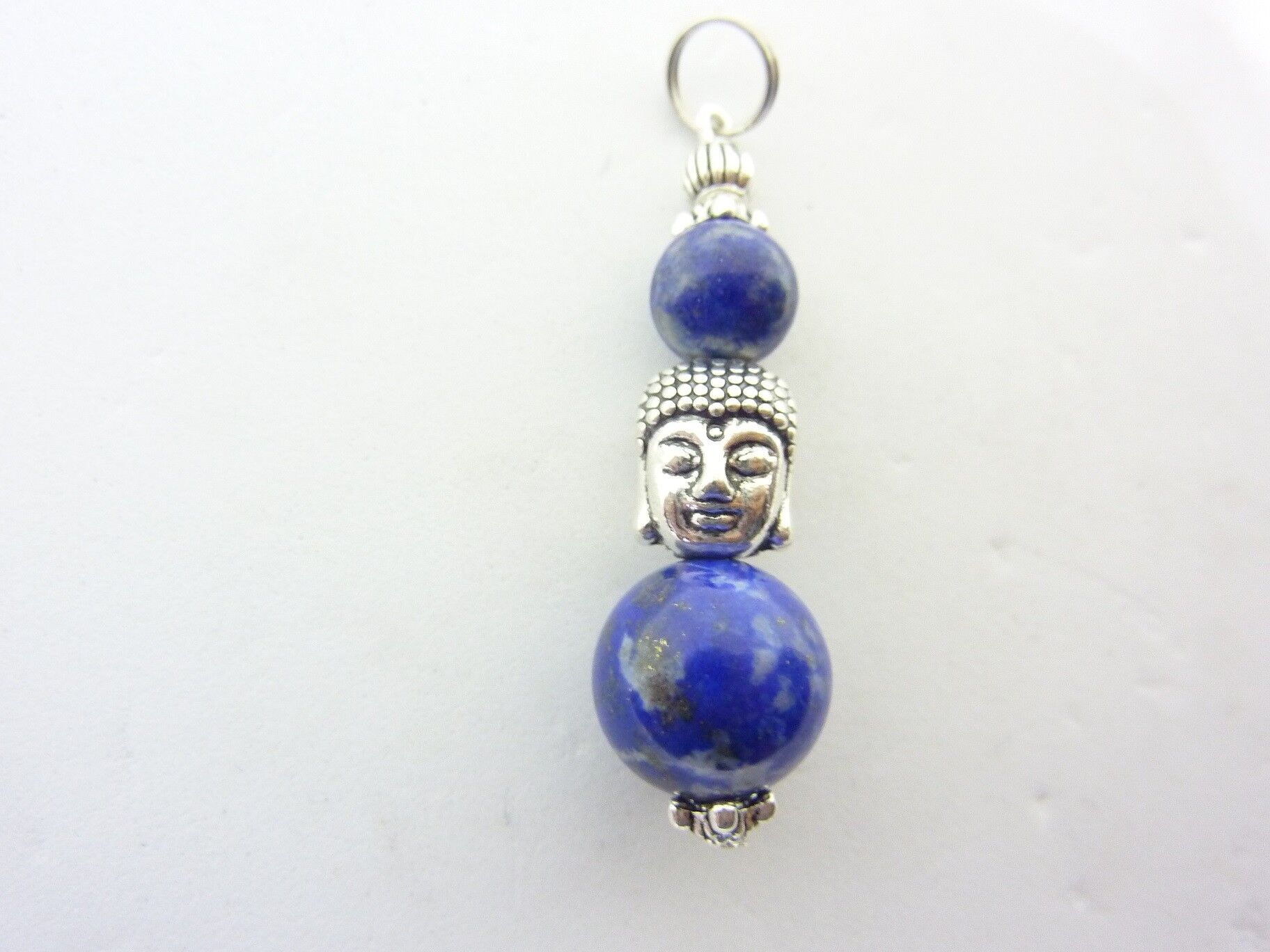 Pendentif Bouddha Lapis lazuli perles 12-8 mm longueur 4 cm – Image 2