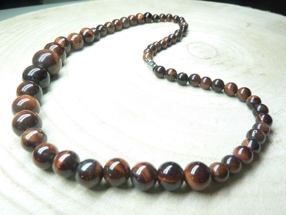 Collier oeil de taureau - Perles rondes 14-12-6 mm