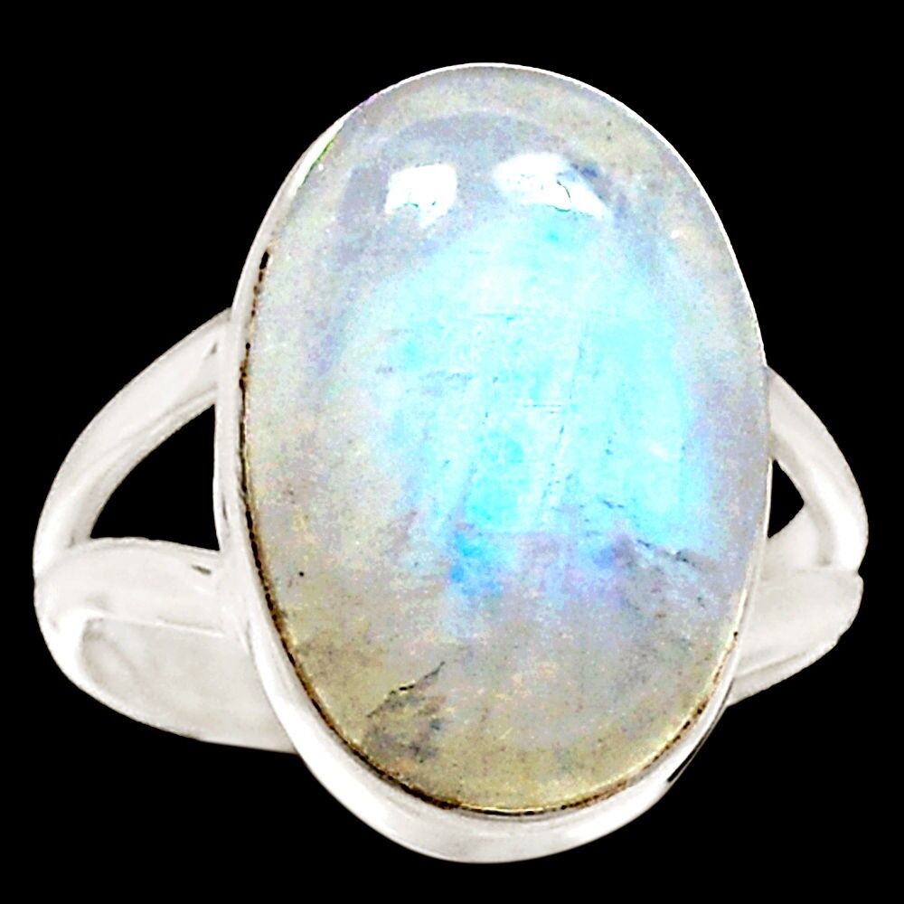 BAGUE PIERRE DE LUNE & ARGENT 925.TAILLE 54 REF 8411