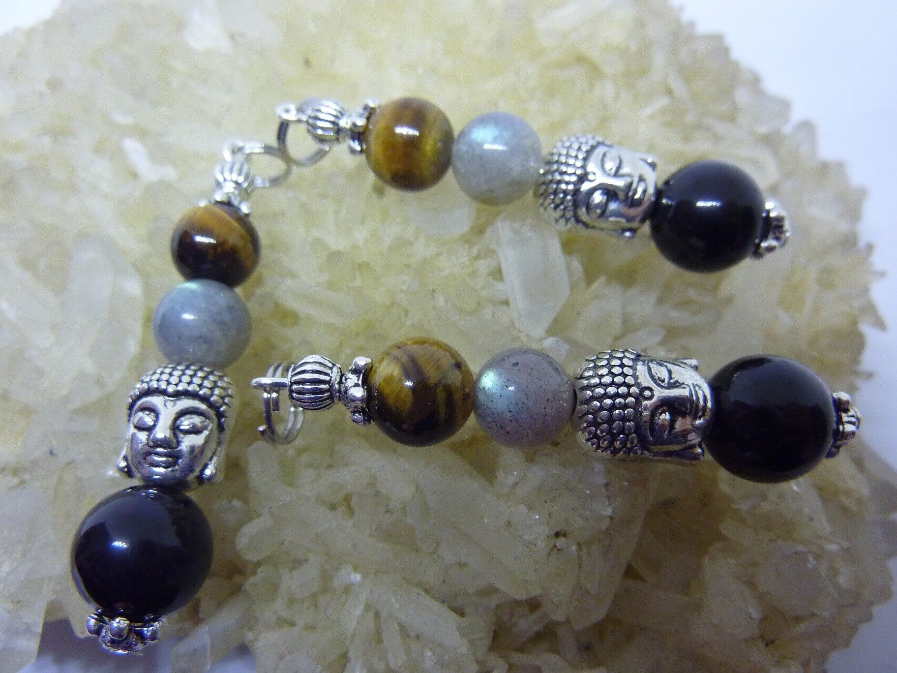 PENDENTIF OEIL DE TIGRE-LABRADORITE-OBSIDIENNE OEIL CELESTE-PROTECTION BOUDDHA – Image 3