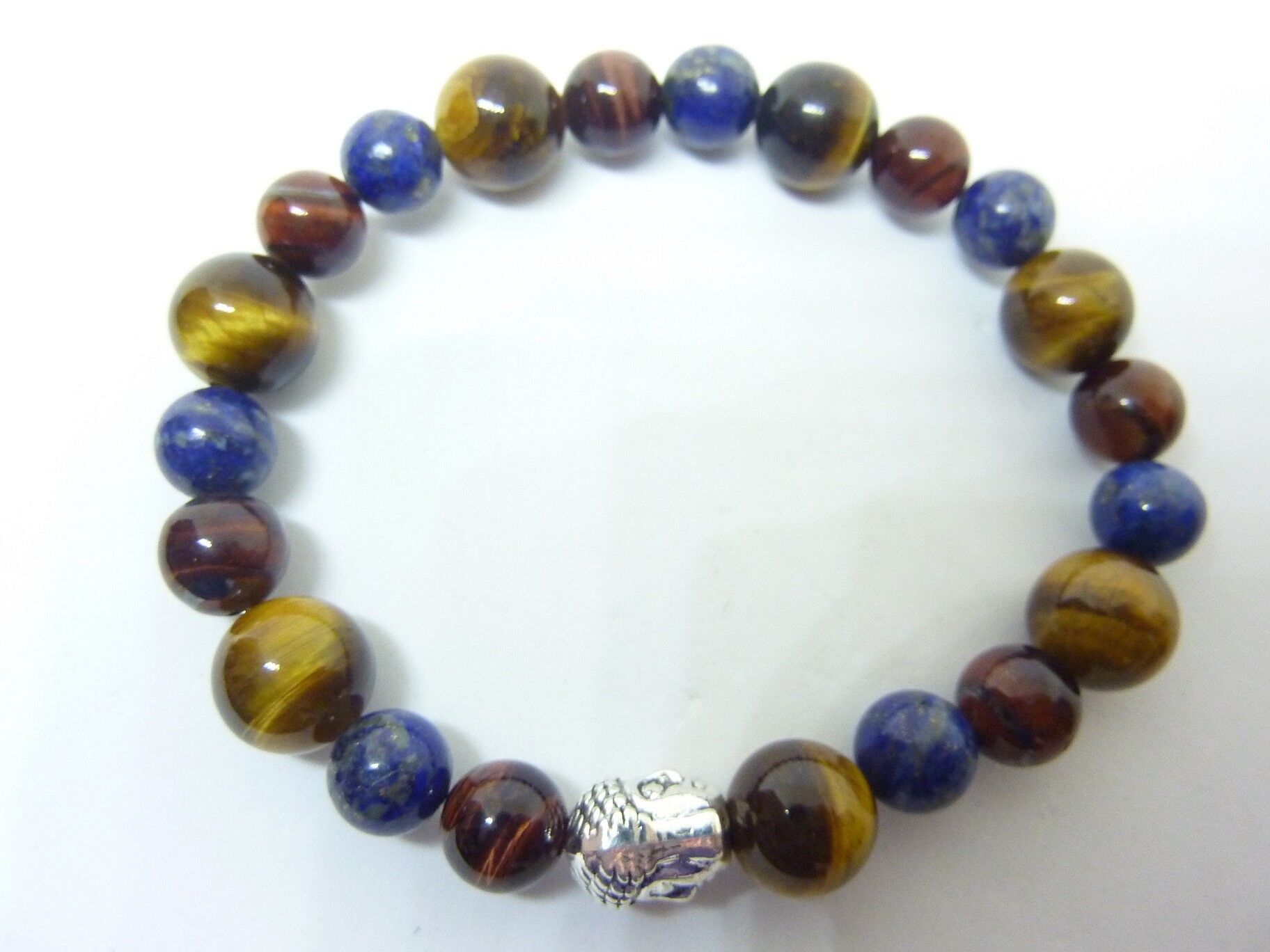 BRACELET PROTECTION BOUDDHA-OEIL DE TIGRE-TAUREAU-LAPIS LAZULI – Image 2