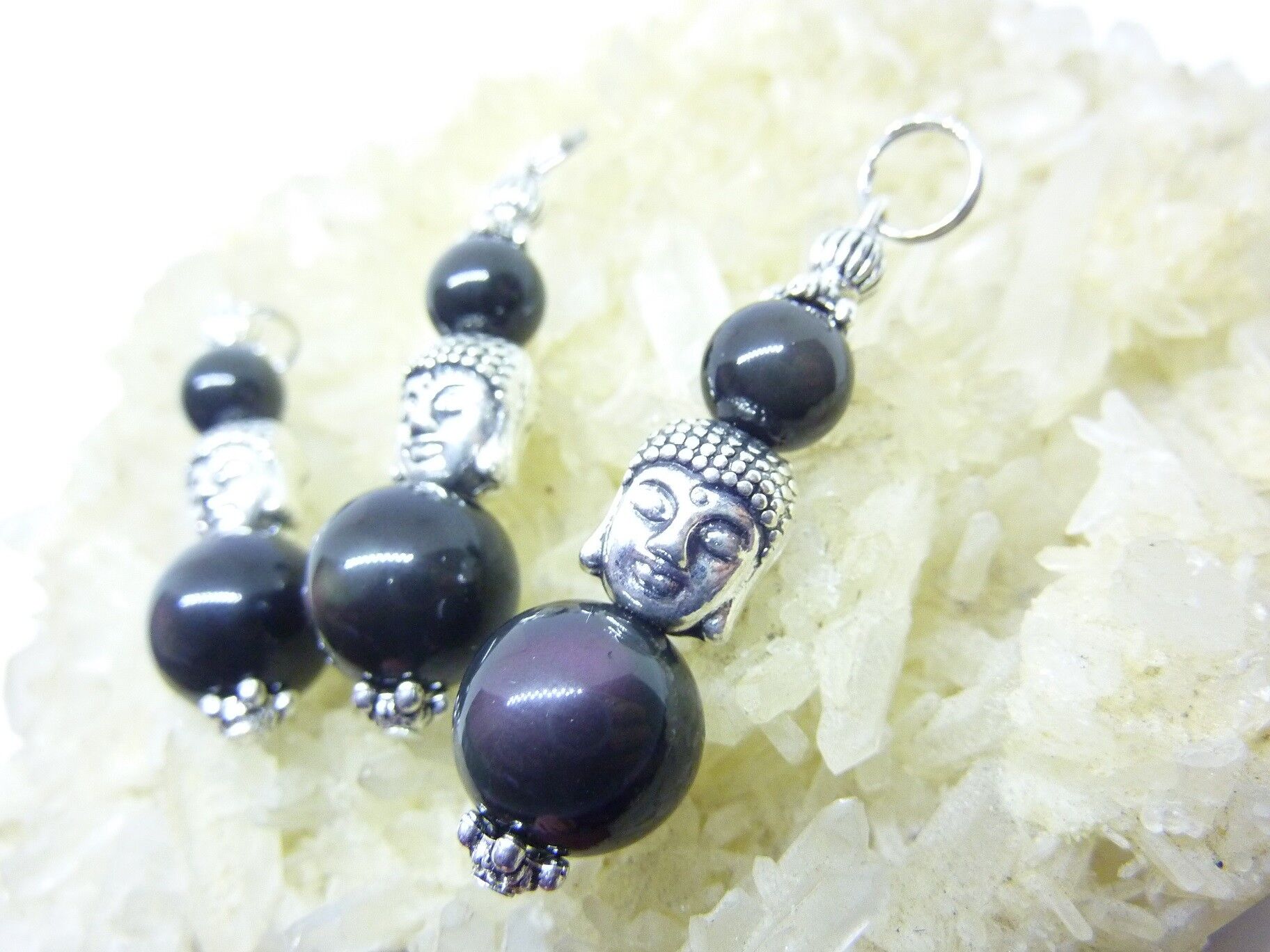 Pendentif Obsidienne oeil celeste protection Bouddha – Image 4