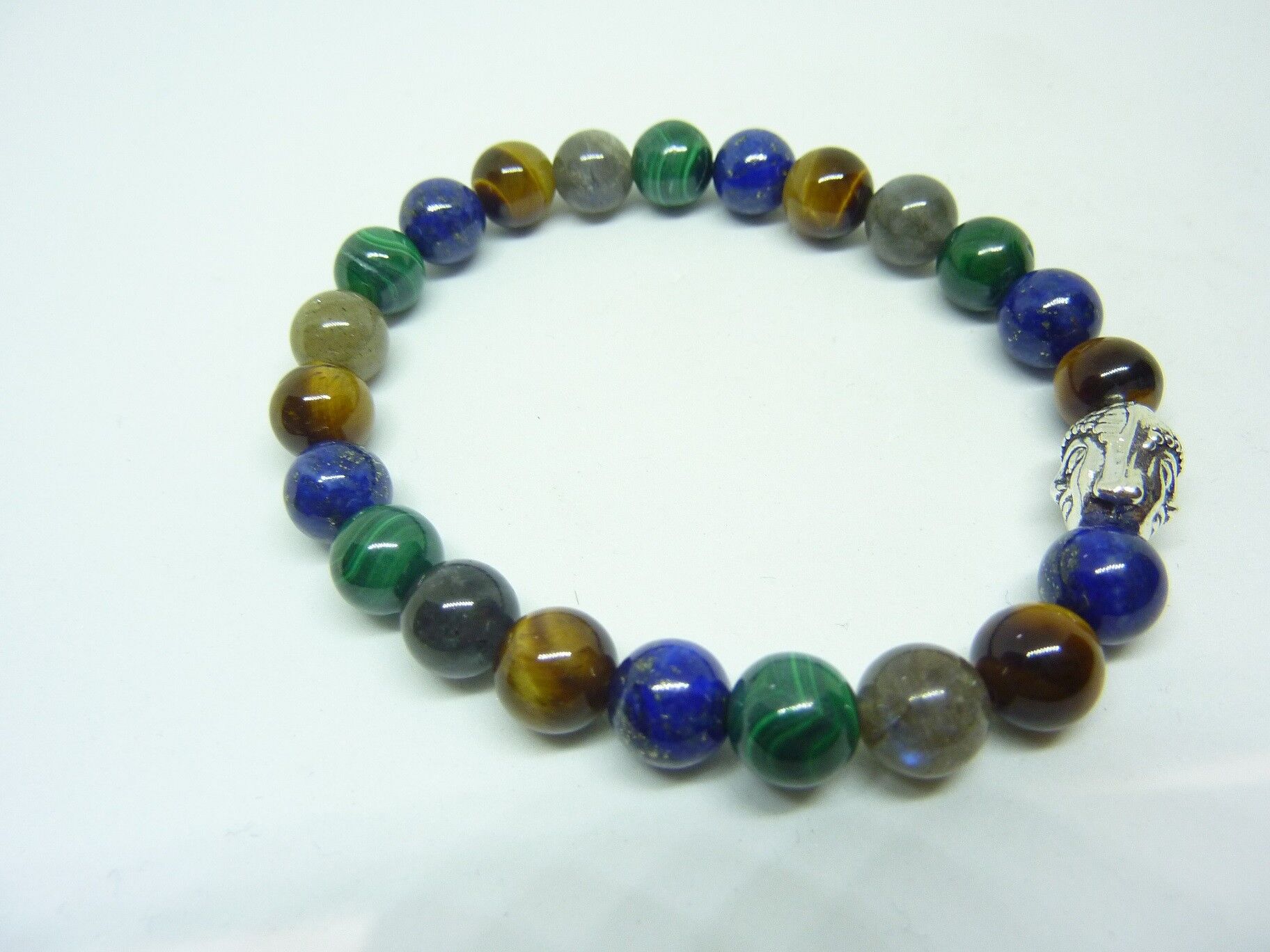 BRACELET PROTECTION MALACHITE-LAPIS LAZULI-OEIL DE TIGRE-LABRADORITE – Image 3