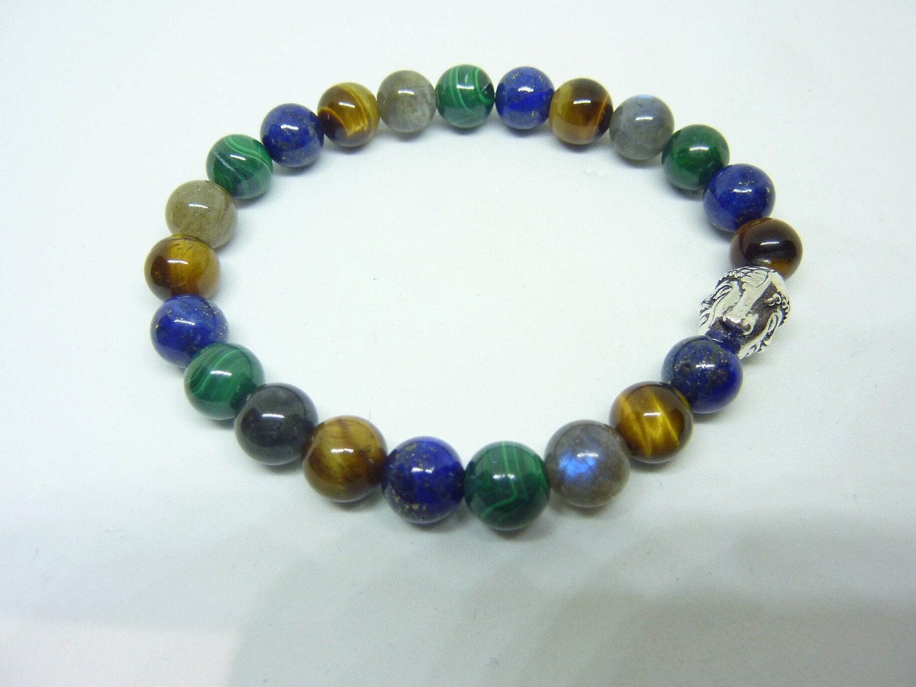 BRACELET PROTECTION MALACHITE-LAPIS LAZULI-OEIL DE TIGRE-LABRADORITE – Image 4
