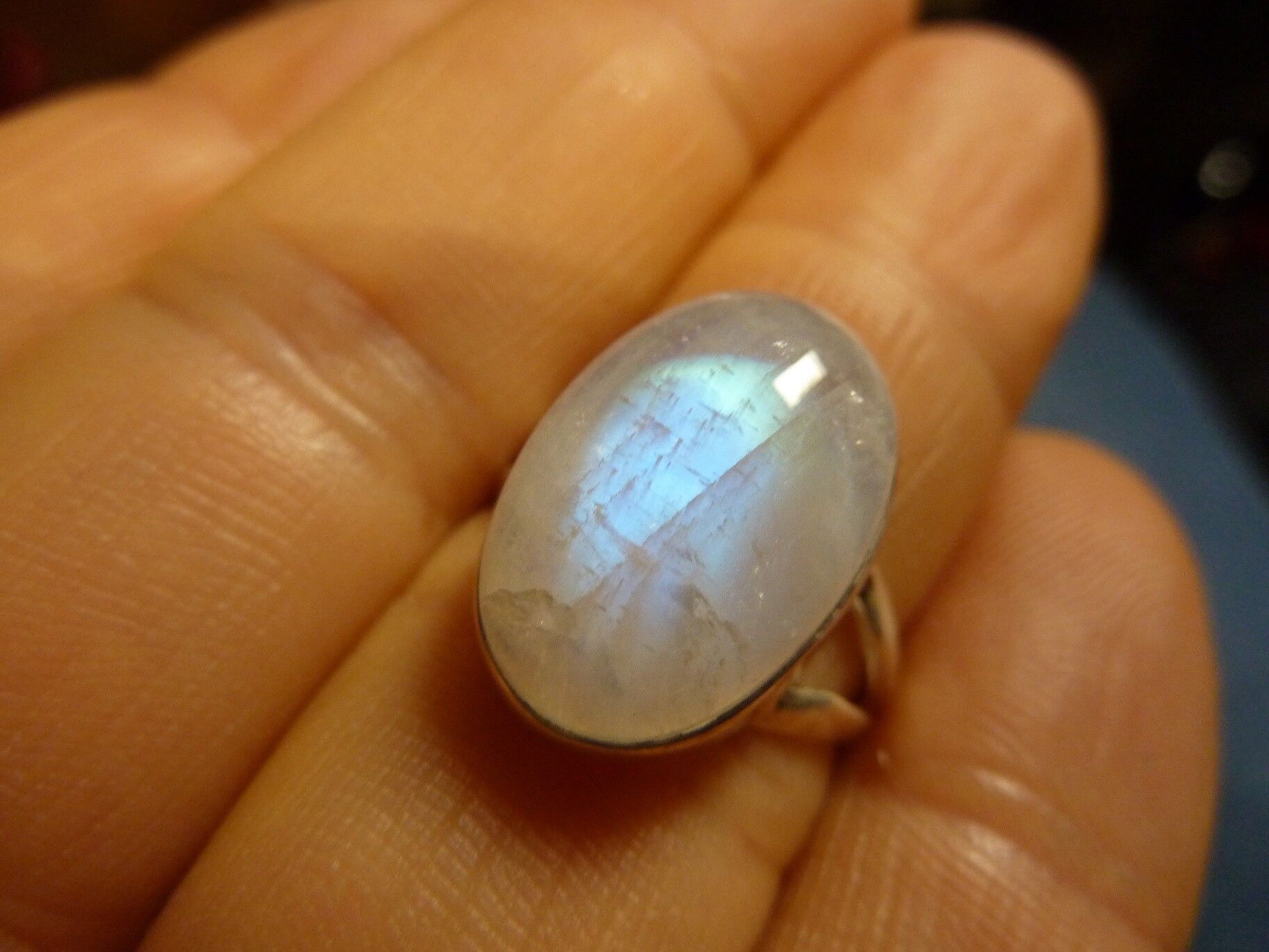 BAGUE PIERRE DE LUNE & ARGENT 925.TAILLE 54 REF 8411 – Image 2