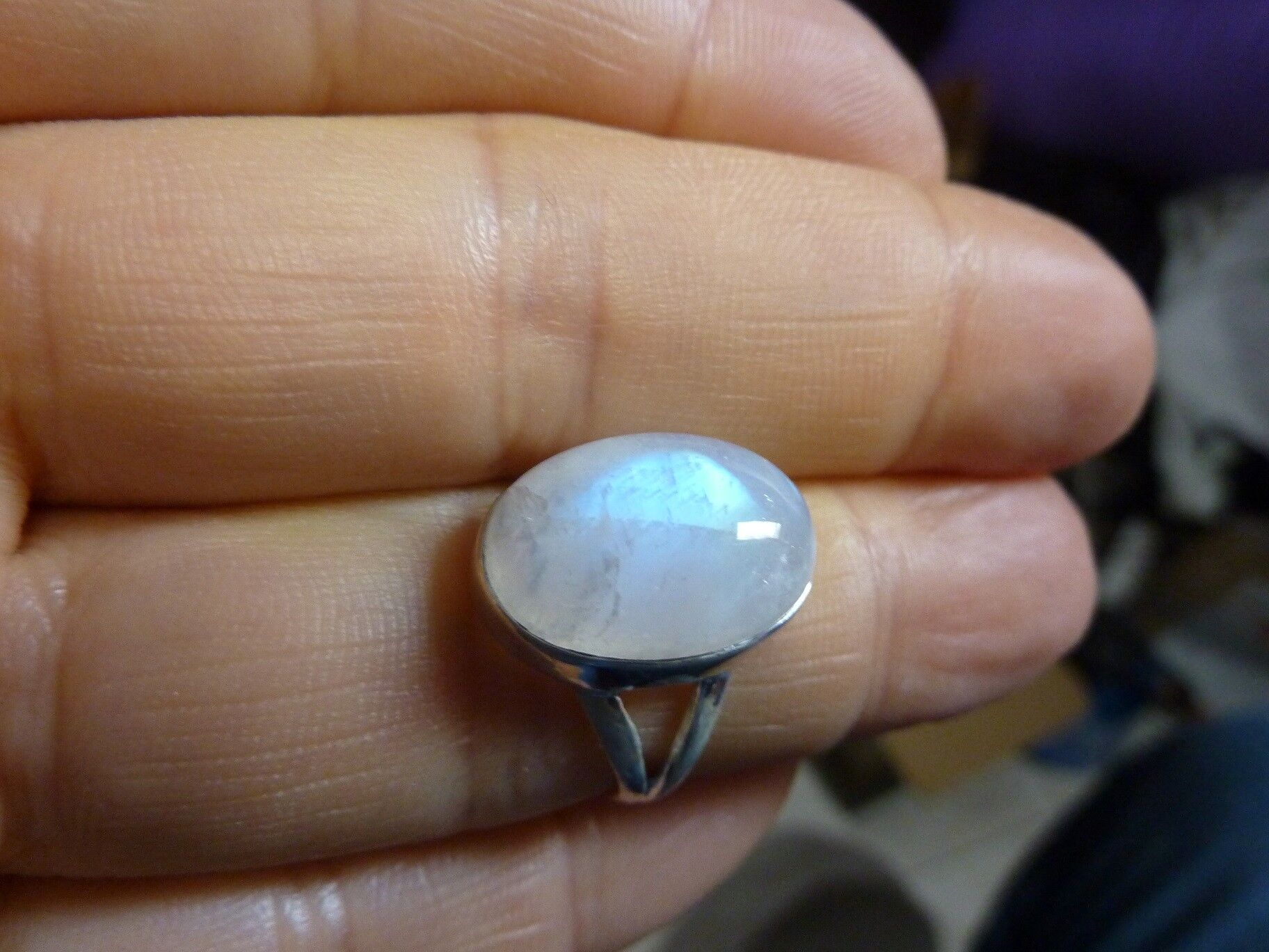 BAGUE PIERRE DE LUNE & ARGENT 925.TAILLE 54 REF 8411 – Image 3