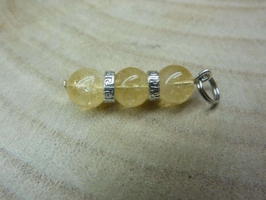 PENDENTIF CITRINE perles rondes 8 mm