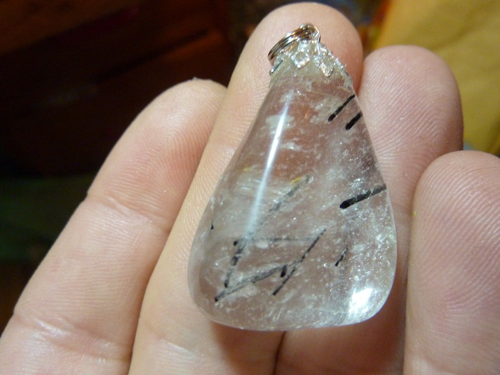 PENDENTIF QUARTZ TOURMALINE NOIRE REF 3110