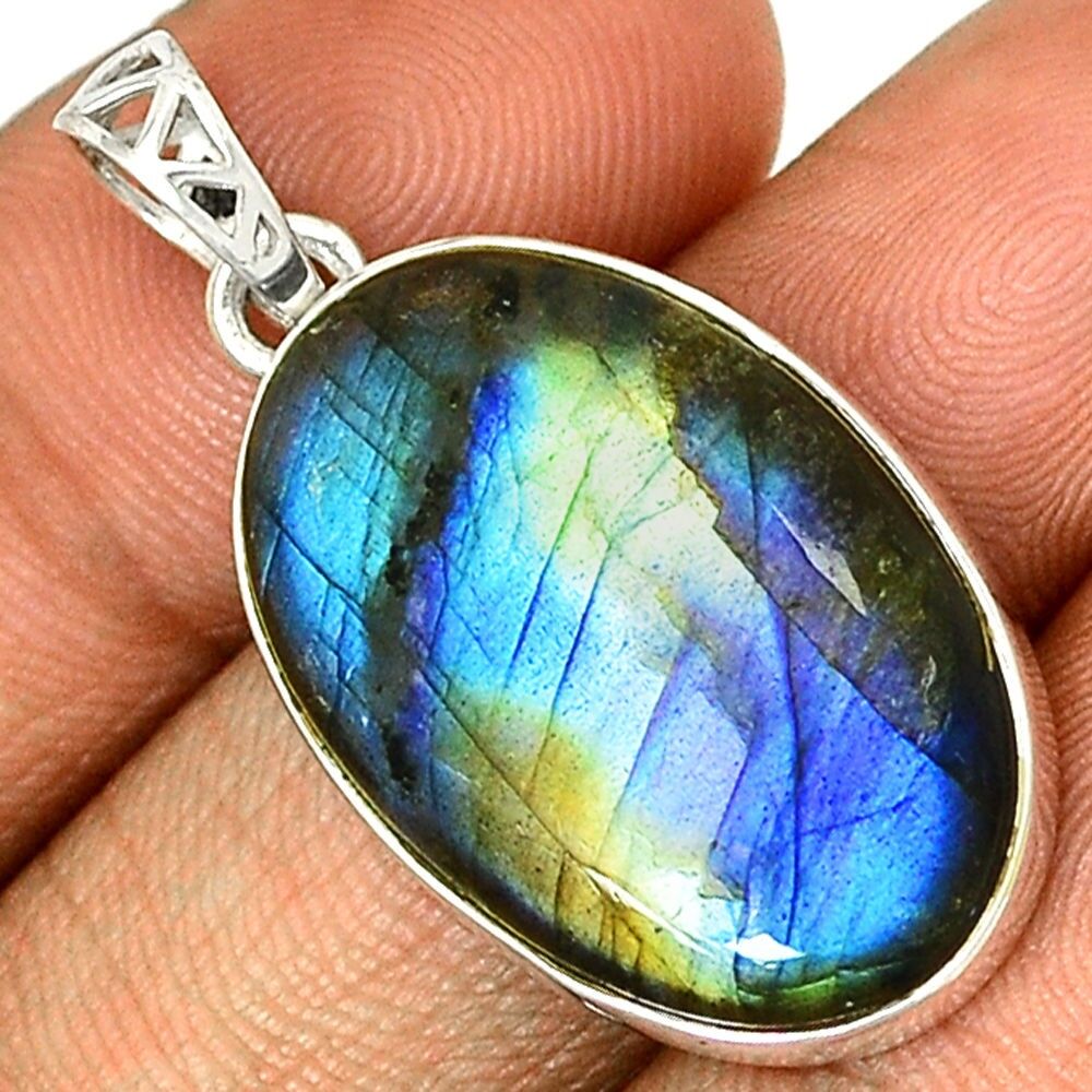 Pendentif protection labradorite monture argent 925 ref 6913