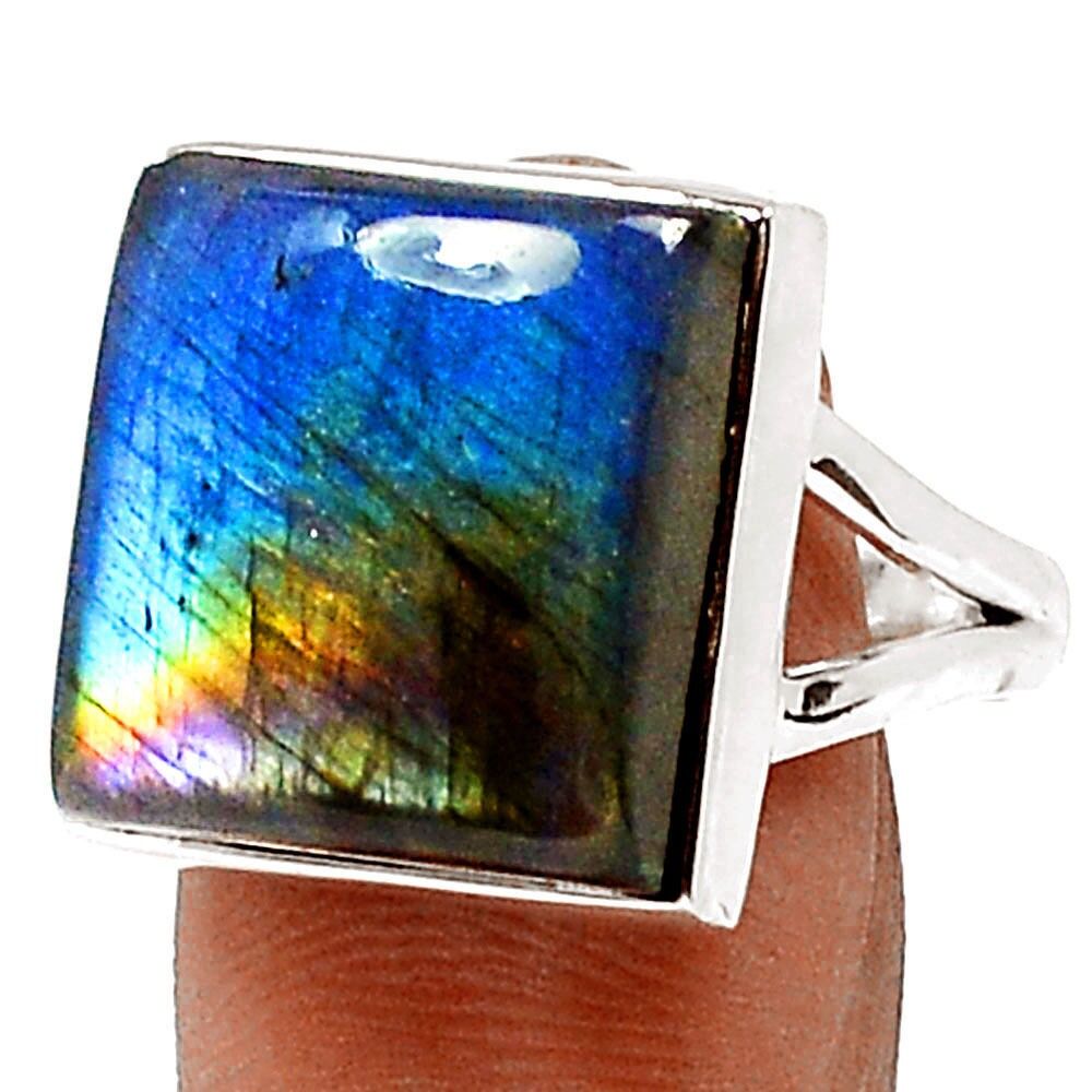 BAGUE EN LABRADORITE & ARGENT 925 TAILLE 57 3/4 ref 2934