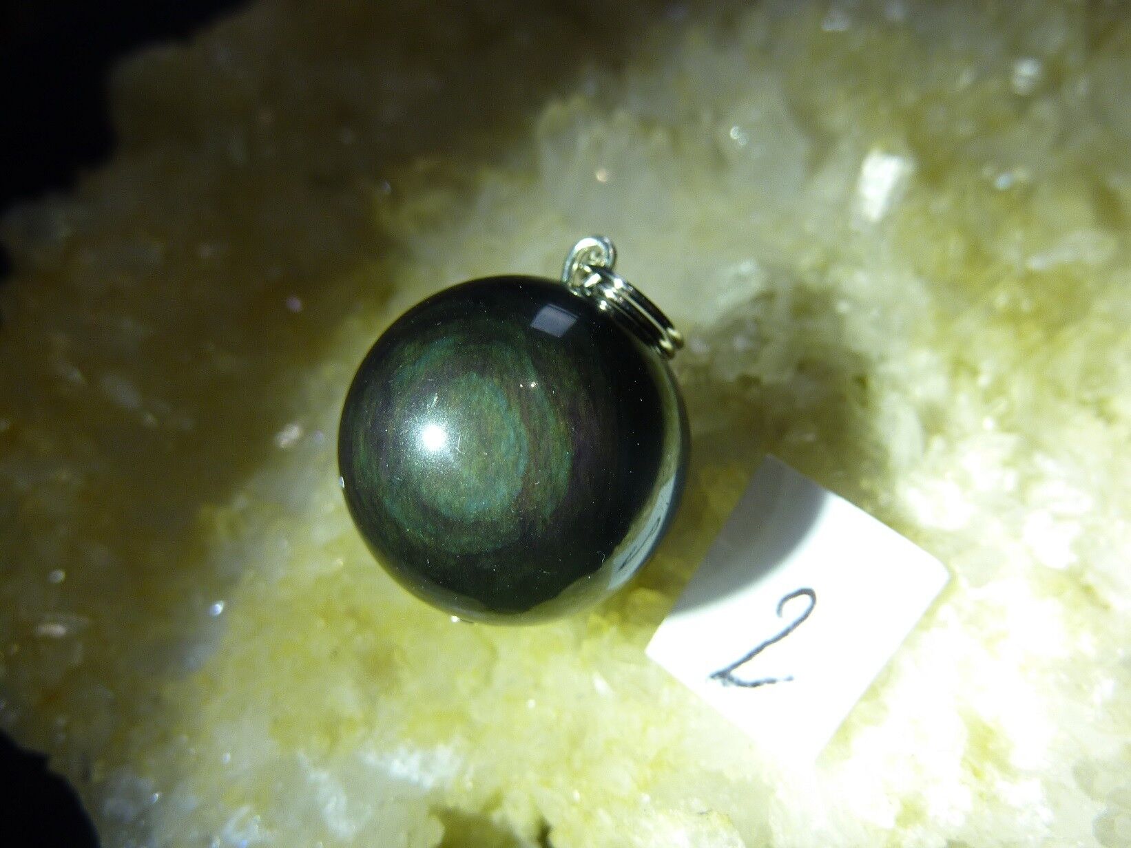 Pendentif protection obsidienne mentogochol variété rare d’œil céleste ref 6484 – Image 6