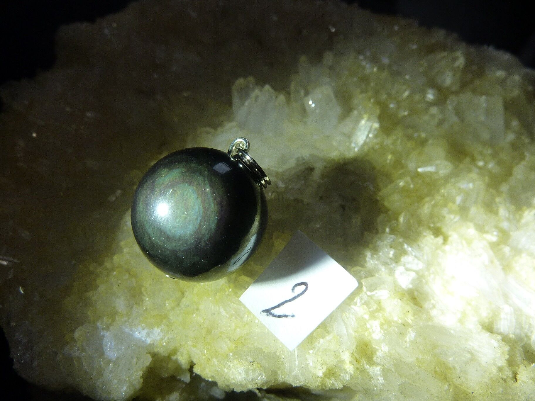 Pendentif protection obsidienne mentogochol variété rare d’œil céleste ref 6484 – Image 4