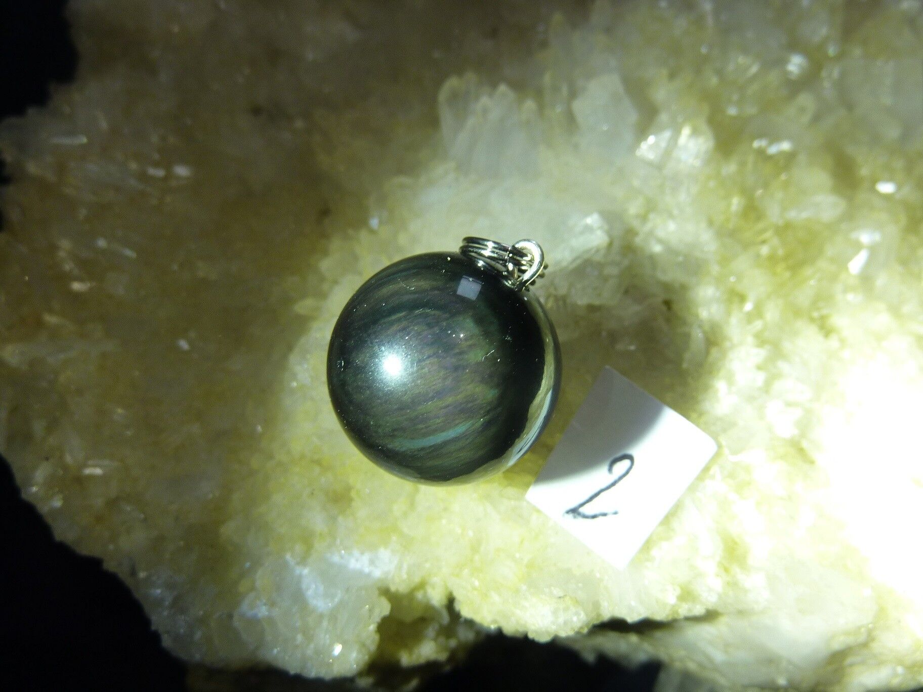 Pendentif protection obsidienne mentogochol variété rare d’œil céleste ref 6484 – Image 3