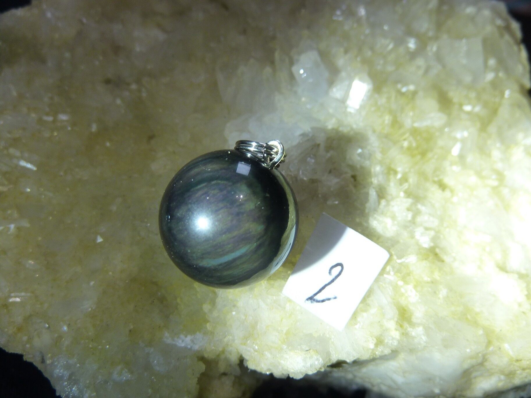 Pendentif protection obsidienne mentogochol variété rare d’œil céleste ref 6484 – Image 2