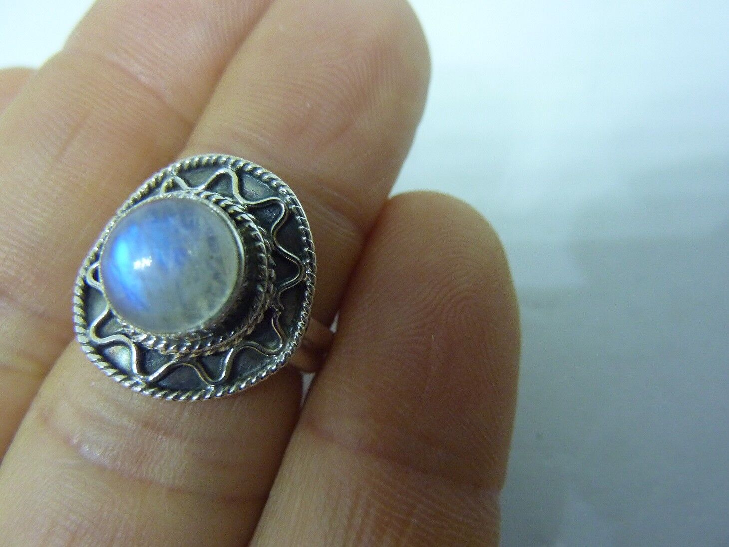 BAGUE PIERRE DE LUNE MONTURE EN ARGENT 925.TAILLE 55 1/4 REF 1904 – Image 2