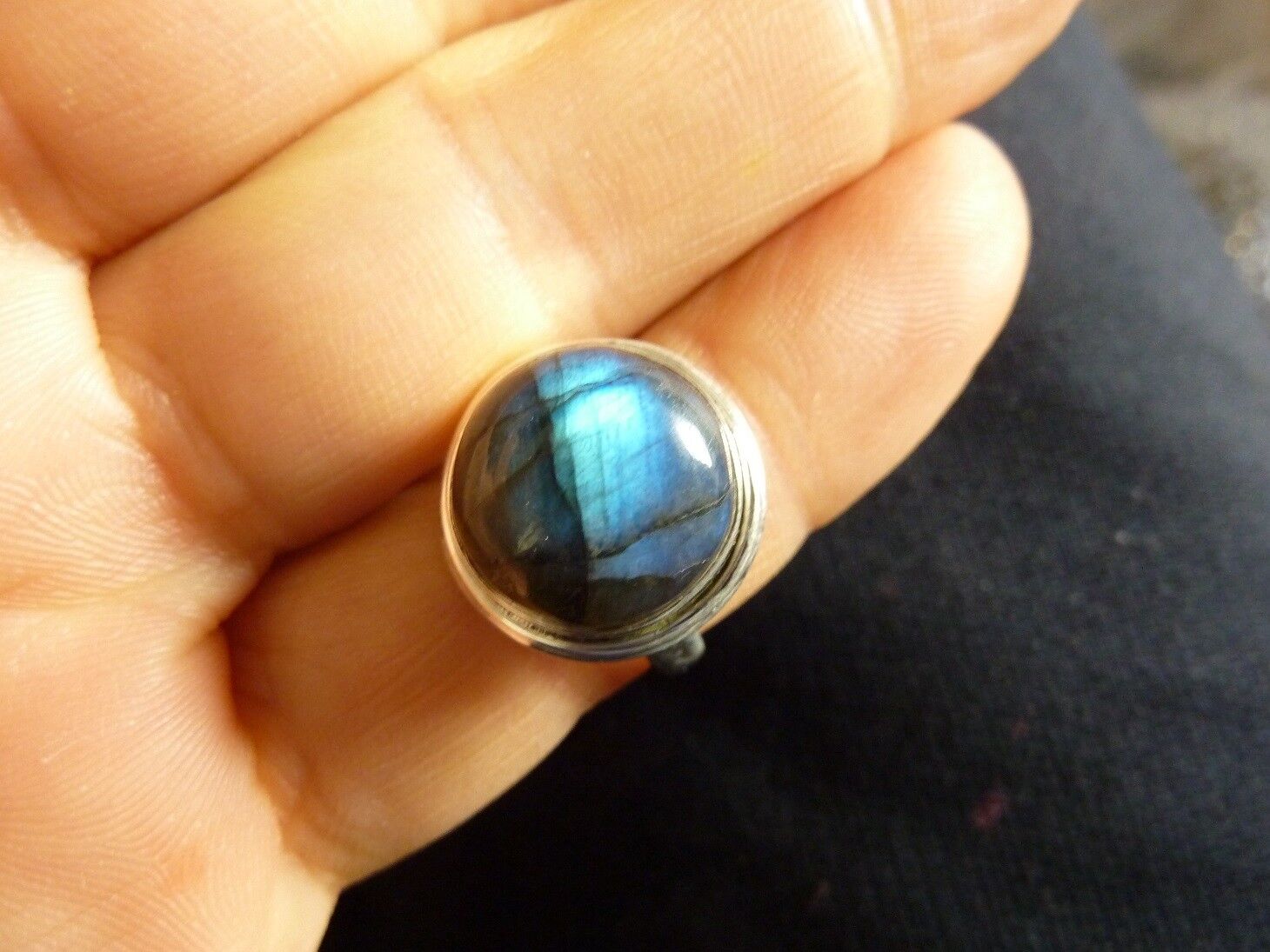 BAGUE EN LABRADORITE & ARGENT 925 TAILLE 52 3/4 ref 1700 – Image 2