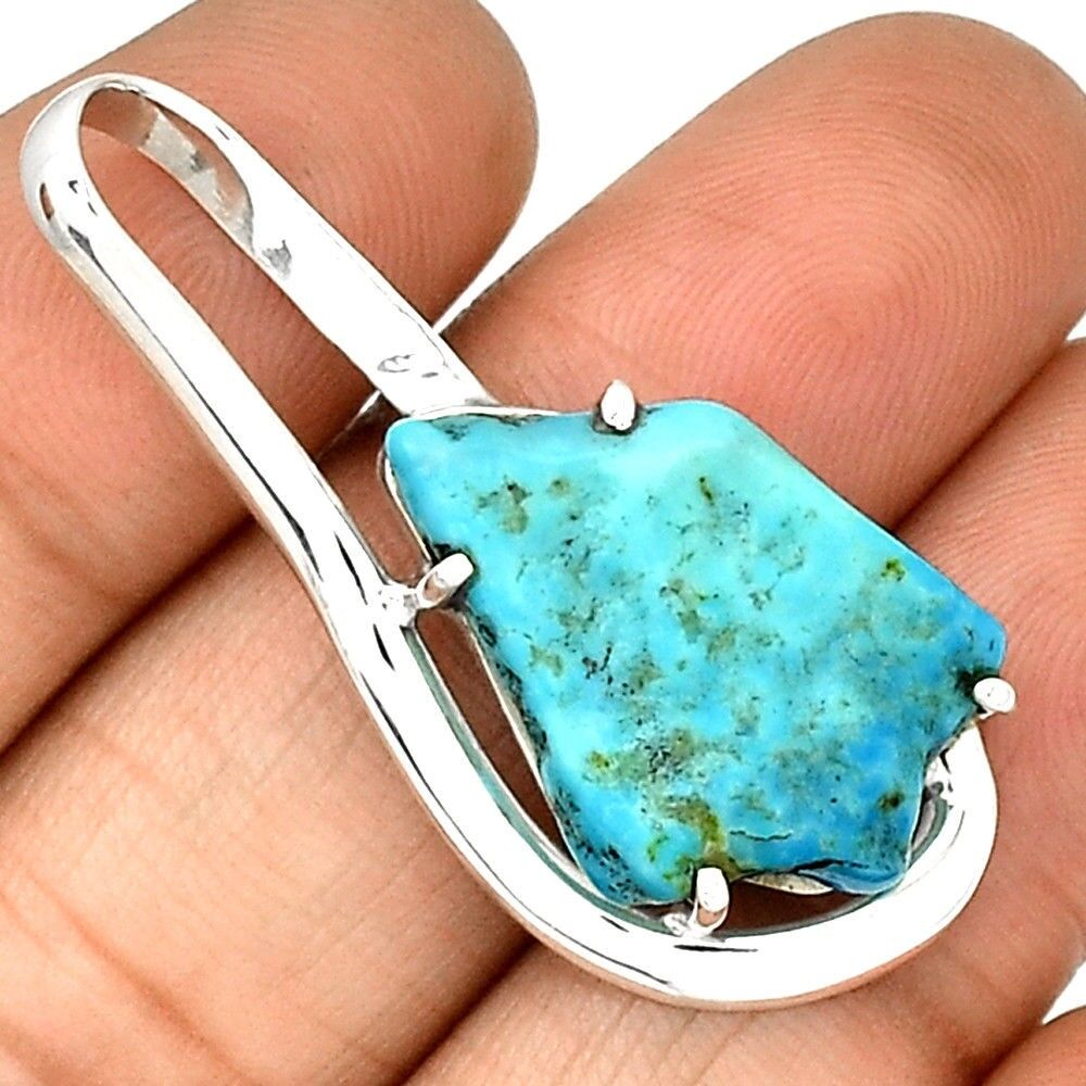 Pendentif turquoise monture en argent 925 ref 8049