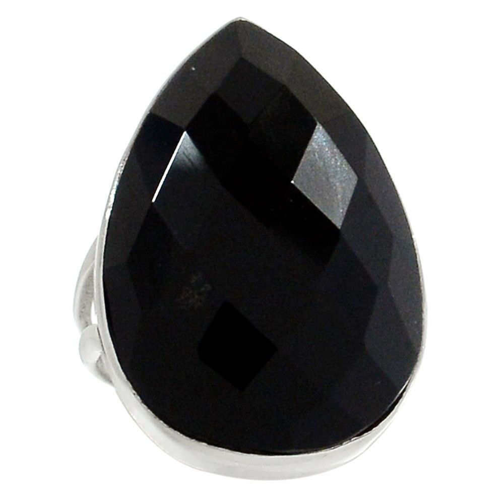 BAGUE PROTECTION SPINELLE NOIR & ARGENT 925 TAILLE 55 1/4 ref 2594