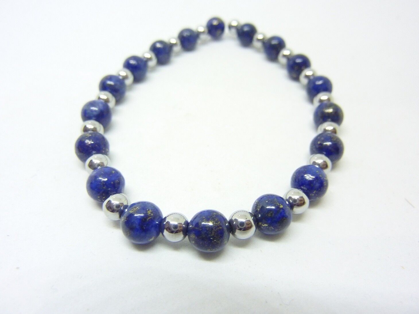 BRACELET LAPIS LAZULI,HEMATITE PERLES RONDES 6-4 MM – Image 2