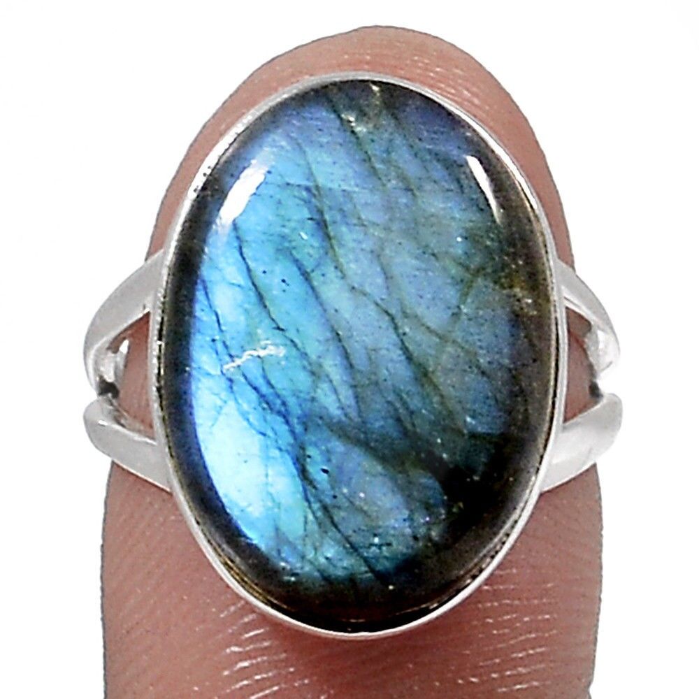 SUBLIME BAGUE EN LABRADORITE & ARGENT 925 TAILLE 52 3/4 ref 2565 – Image 5