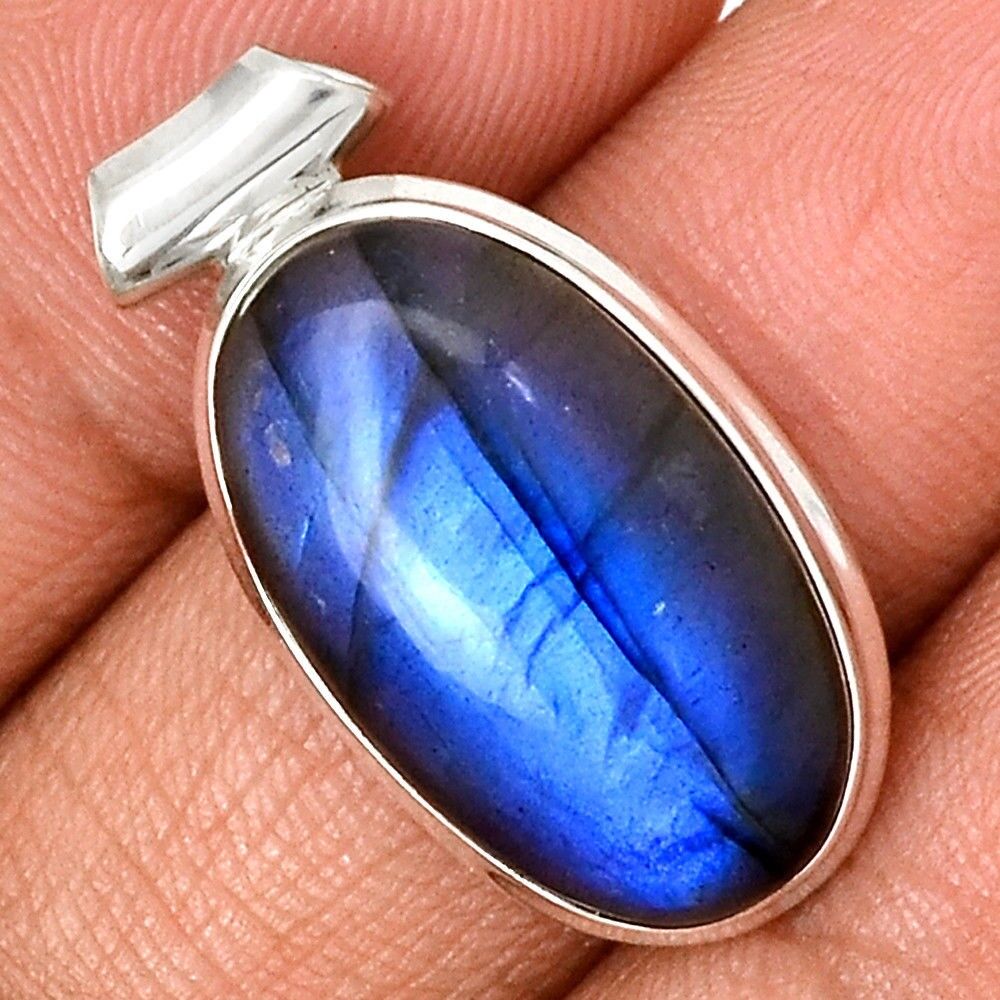 Pendentif protection labradorite Monture argent 925 ref 8745