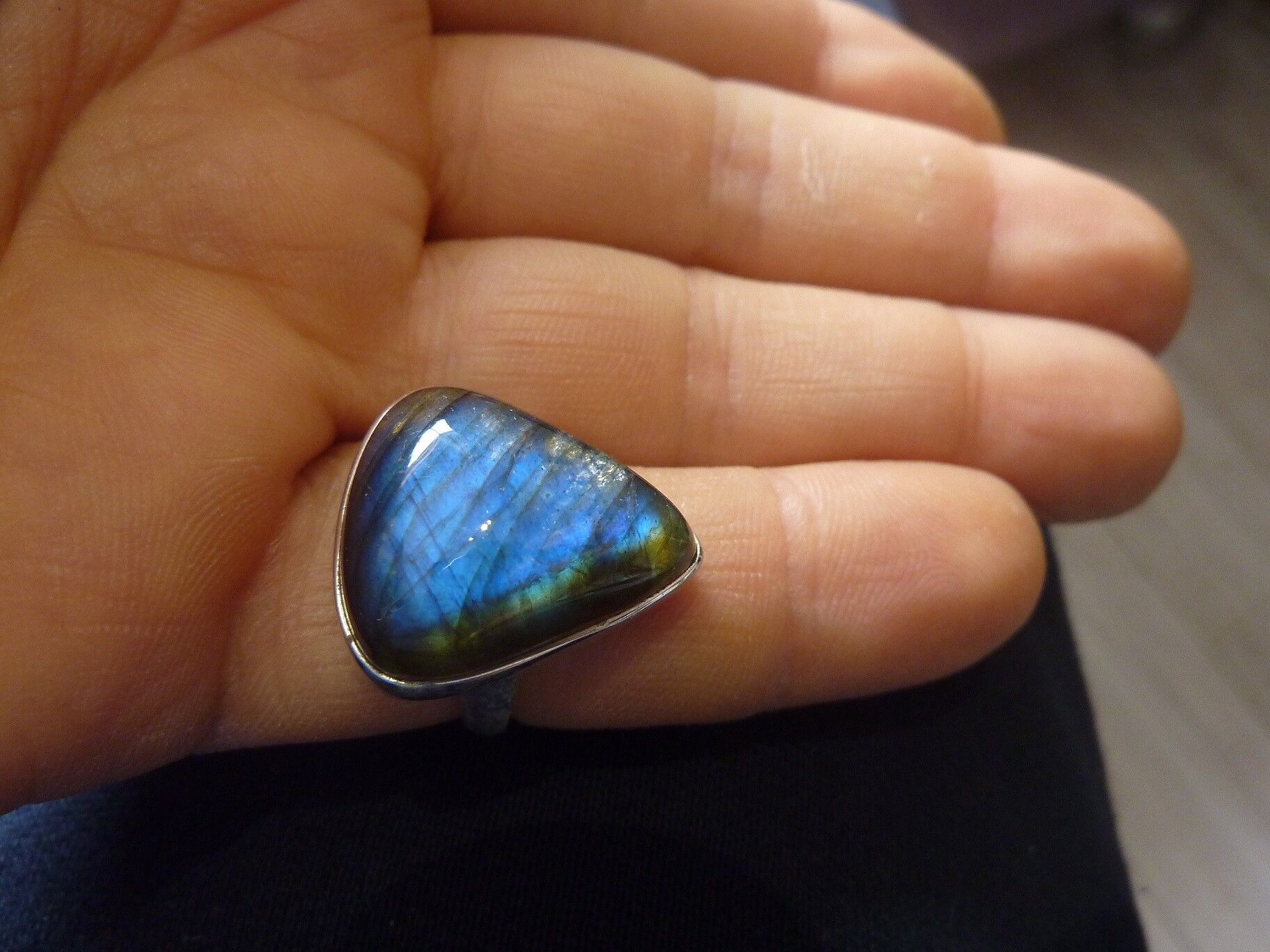 SUBLIME BAGUE EN LABRADORITE & ARGENT 925 TAILLE 56 1/2 ref 3280 – Image 4