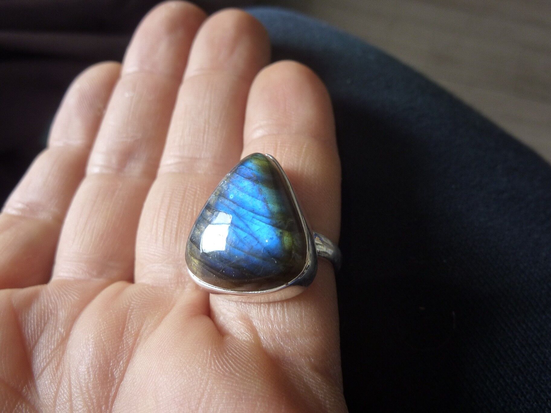 SUBLIME BAGUE EN LABRADORITE & ARGENT 925 TAILLE 56 1/2 ref 3280 – Image 2