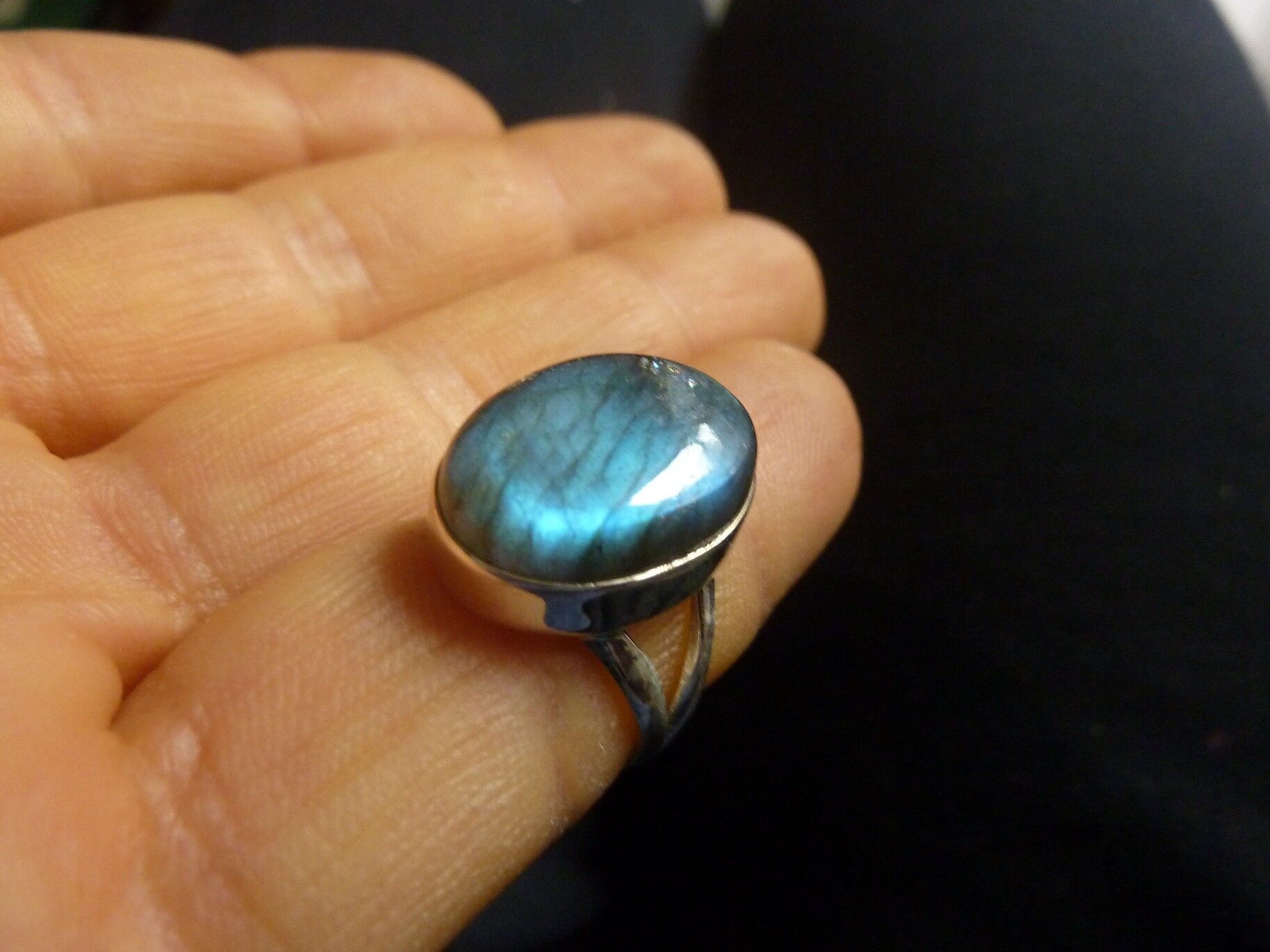 SUBLIME BAGUE EN LABRADORITE & ARGENT 925 TAILLE 52 3/4 ref 2565 – Image 4