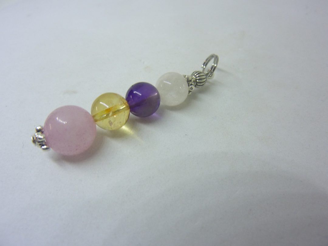Pendentif citrine-pierre de lune-améthyste-quartz rose joie tendresse intuition – Image 3