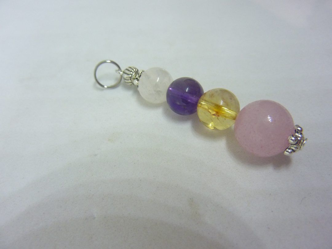 Pendentif citrine-pierre de lune-améthyste-quartz rose joie tendresse intuition – Image 2