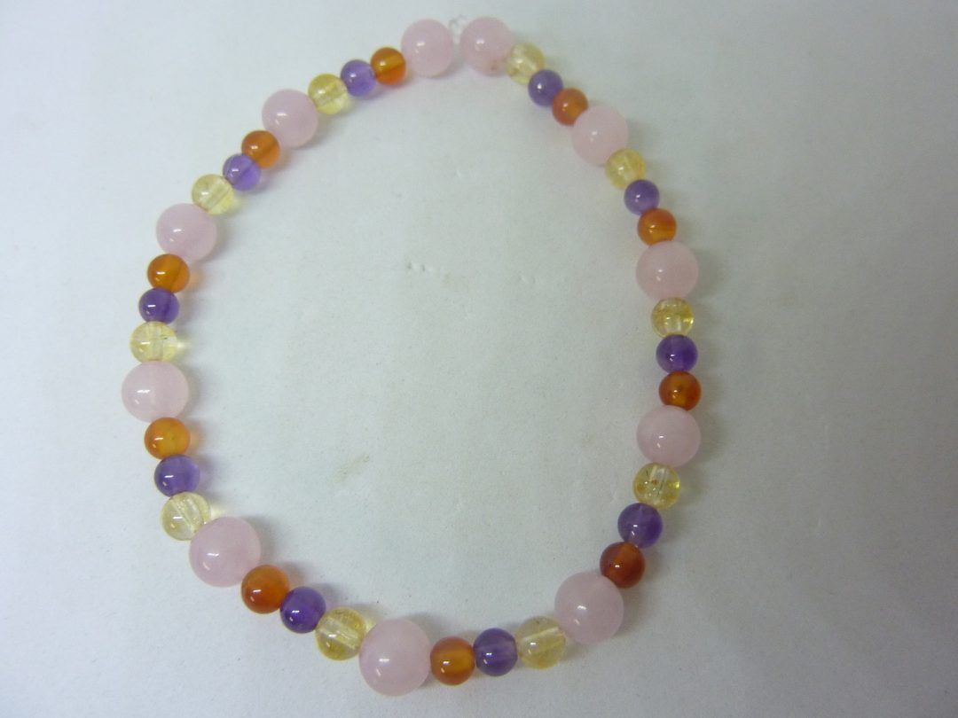 Bracelet Quartz rose-cornaline-citrine-améthyste joie tendresse intuition – Image 2