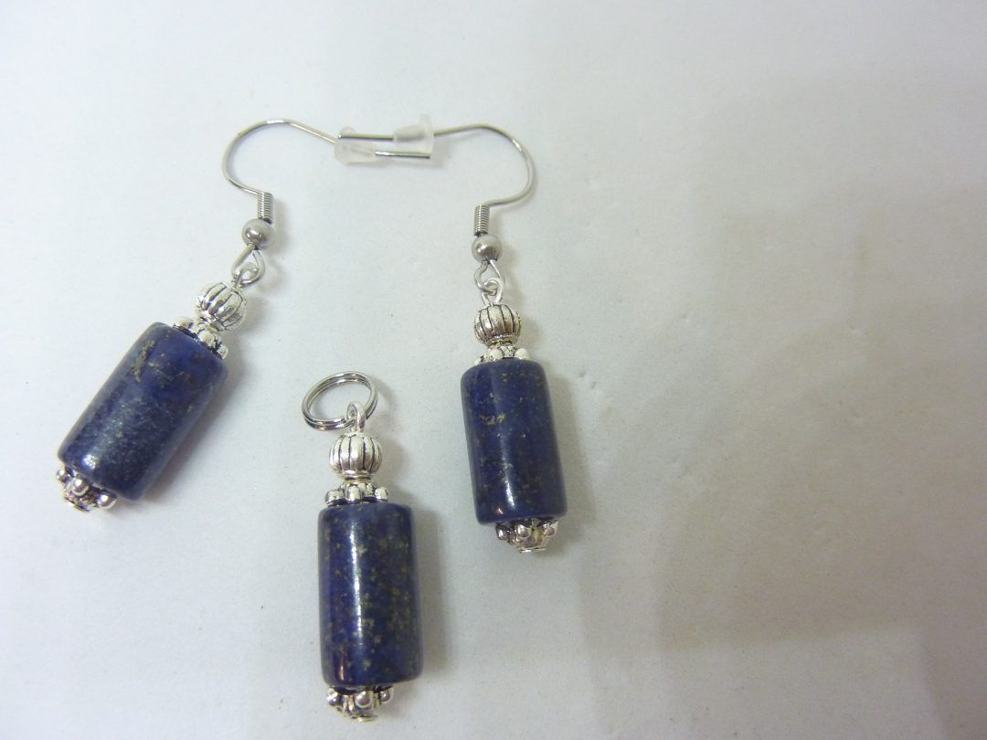 BOUCLES D'OREILLES ET PENDENTIF LAPIS LAZULI