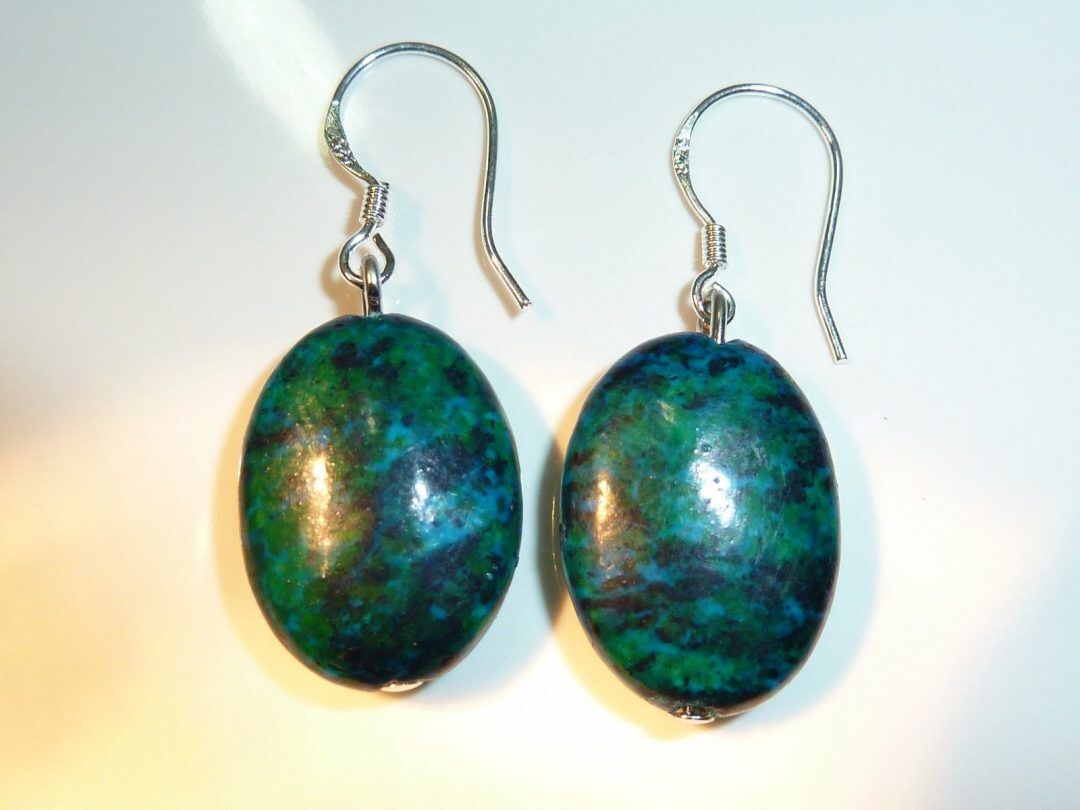 BOUCLES D'OREILLES AZURITE CHRYSOCOLLE