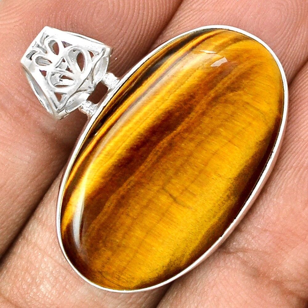 Pendentif Oeil de tigre monture argent 925 top protection ref 7376