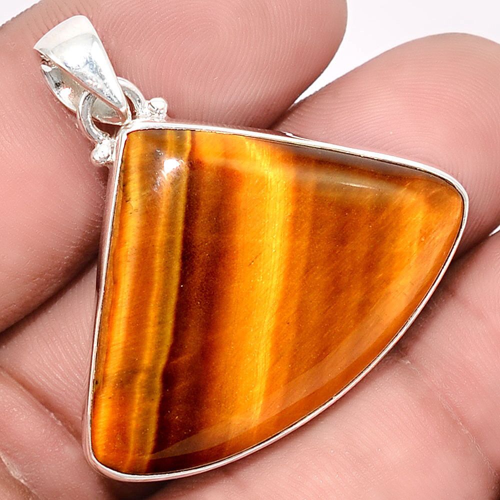 Pendentif Oeil de tigre monture argent 925 top protection ref 1779