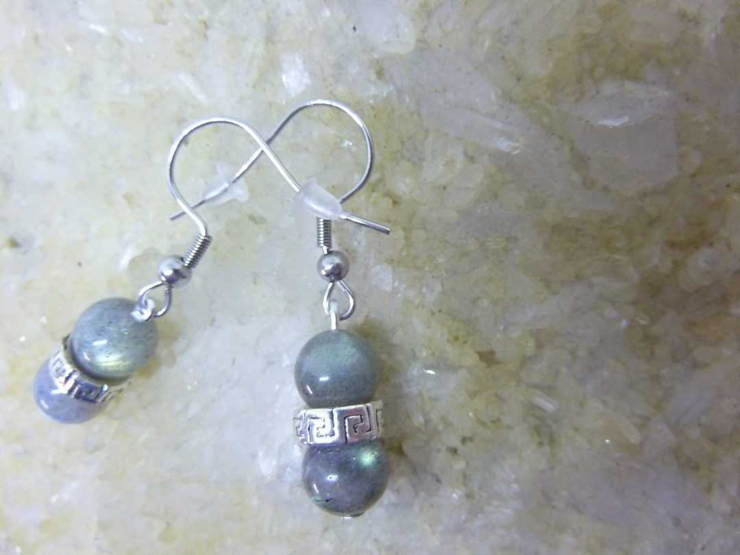 Boucles d'oreilles Labradorite perles 8 mm