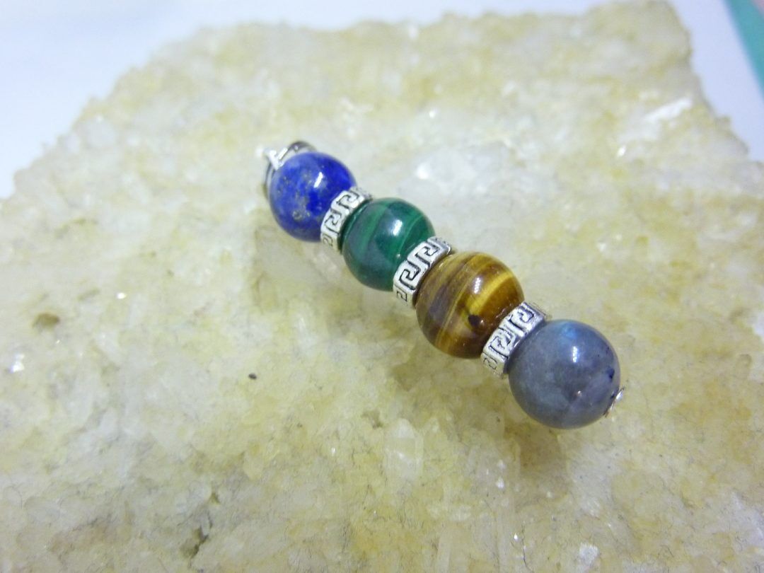 Pendentif MALACHITE LAPIS LAZULI OEIL DE TIGRE LABRADORITE