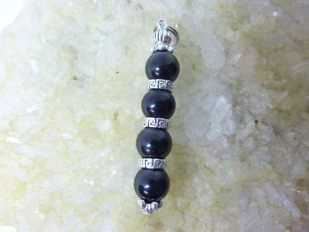 PENDENTIF SHUNGITE PERLES RONDES 8 MM