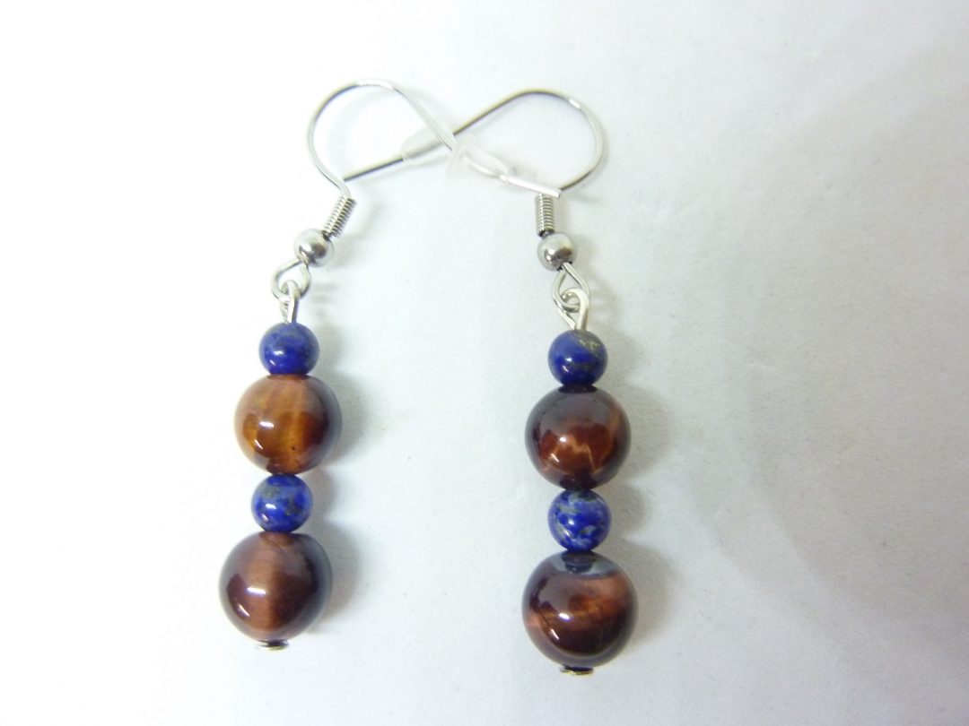 Boucles d'oreilles OEIL DE TAUREAU,LAPIS LAZULI