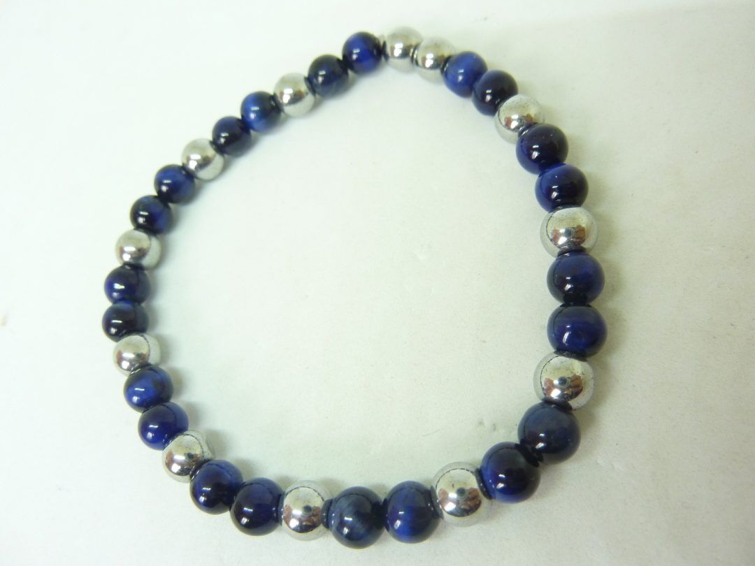 Bracelet oeil de faucon,hématite Perles rondes 6 mm